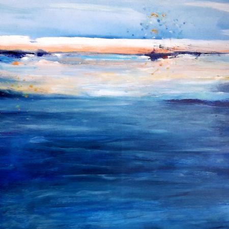 Akryl maleri 'Arctic Sea' af Aase Lind malet i 