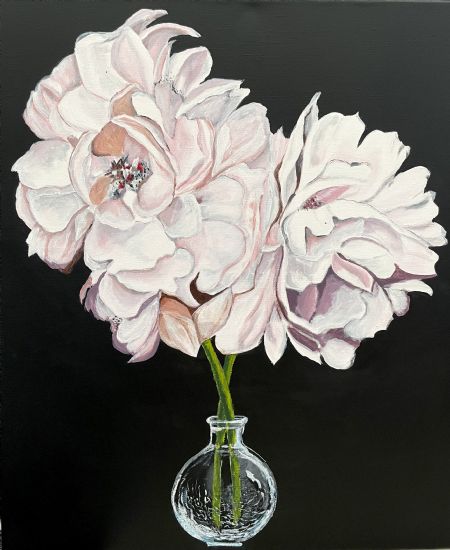 Akryl maleri En malet blomst, så den ikke dør af Vibeke Findshøj malet i 2023