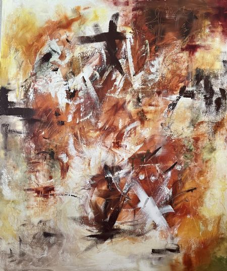 Akryl maleri Burnt Colors” af Charlotte thomsen malet i 2023