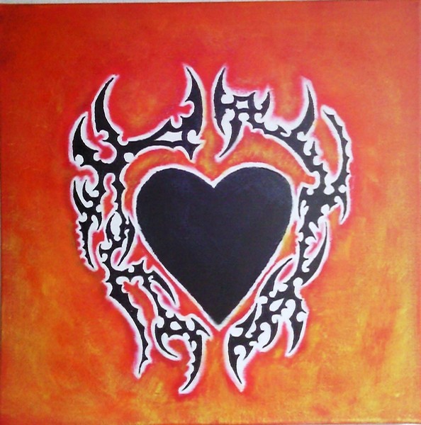 Akryl maleri black heart af KBLarsen malet i 2008