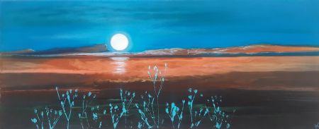 Akryl maleri Det blå lys af Vibeke Nyholm malet i 2021