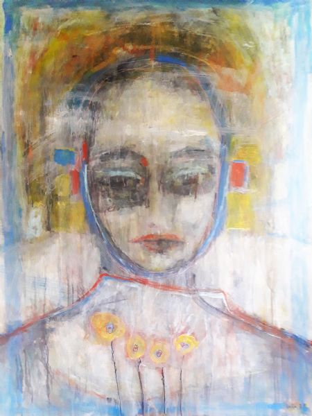 Akryl maleri Paleness follow her af Jette Lili Hollesen malet i 2024