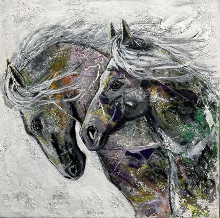 Akryl maleri Heste af Vibeke Findshøj malet i 2024