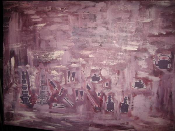 Akryl maleri Opvask af Gallerinavn ikke oplyst malet i 2009