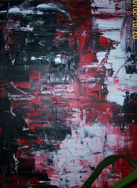 Olie maleri Rød verden 3 af Karina Tangaa malet i 2008
