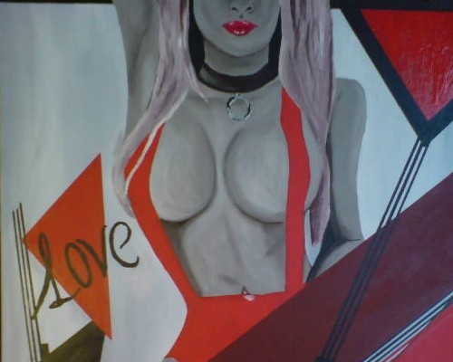 Akryl maleri Redlove af R.Fleron malet i 2010