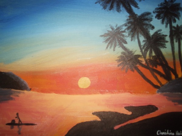 Akryl maleri The Sunset af christinahald.dk malet i 2007