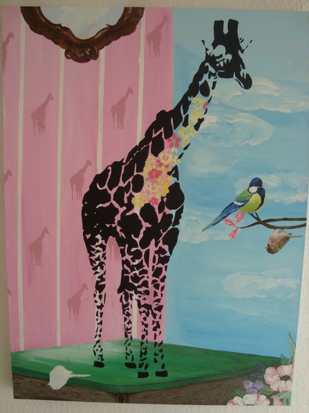 Akryl maleri miss giraf af Line C. Nissen malet i 2010