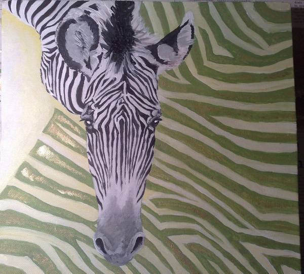 Akryl maleri Zebra af Rikke Larsen malet i 2010