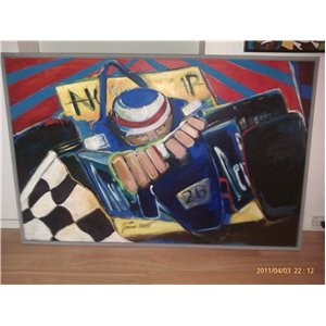 Olie maleri Racerkører af Gallerinavn ikke oplyst malet i 1996