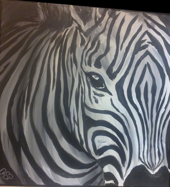  maleri Zebra af Alberte San Pedro malet i 2011