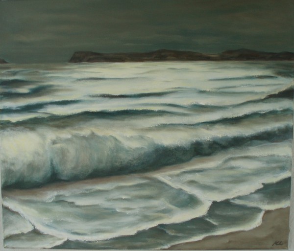 Akryl maleri At leve ved havet...... af Kirsten Kjær Larsen malet i 2010