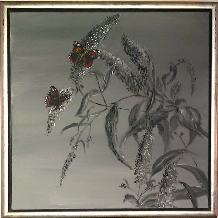 Akryl maleri Sommerfuglebusk af AMP malet i 2011