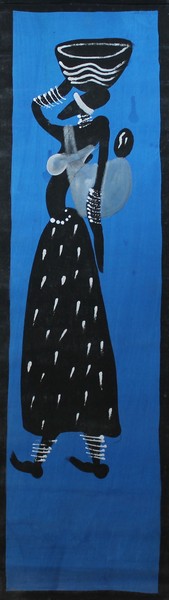 Blandede medier maleri Zambisk kvinde af Lamazani Matabu Rama malet i 2012