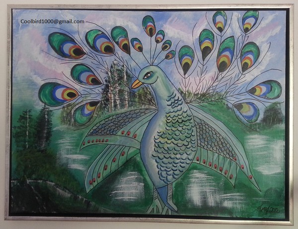 Akryl maleri Påfuglen af TMJ malet i 2012