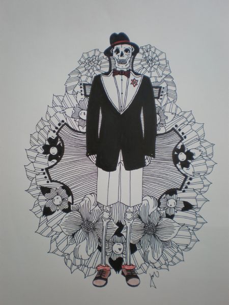 Blandede medier maleri Day of the Dead af The Naive malet i 2013