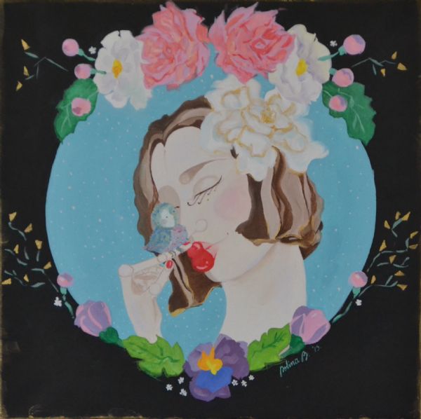 Olie maleri Blomster Romance af Polina Bezshapochnaya malet i 2013
