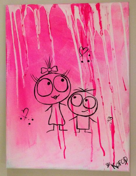 Akryl maleri Pretty in Pink af Susan Kofod Petersen malet i 2013