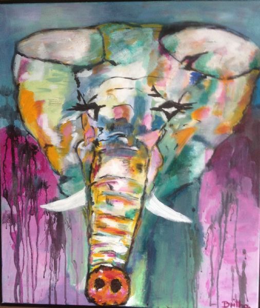 Akryl maleri Elefant af BC malet i 2013