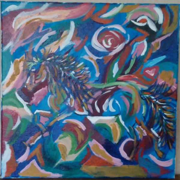 Akryl maleri Hesten af adietz malet i 2012