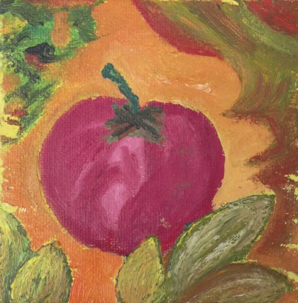 Olie maleri Æble6 af Privat kunstner malet i 2005