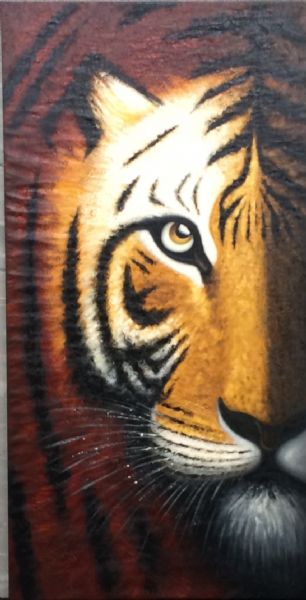 Akryl maleri Tiger af Thailand malet i 2014