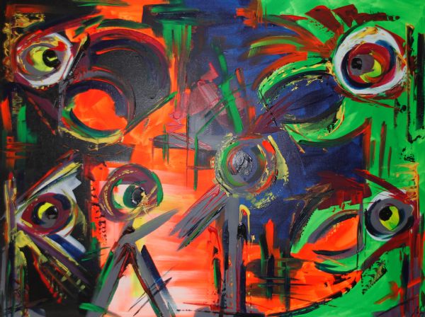Akryl maleri ingen titel af Majbritt.H. malet i 2013