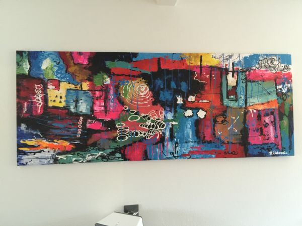 Akryl maleri abstrakt af urzula dabrowska malet i 2013