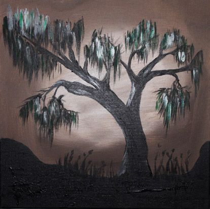 Akryl maleri Lonely Willow af Rea dela Cruz malet i 2015