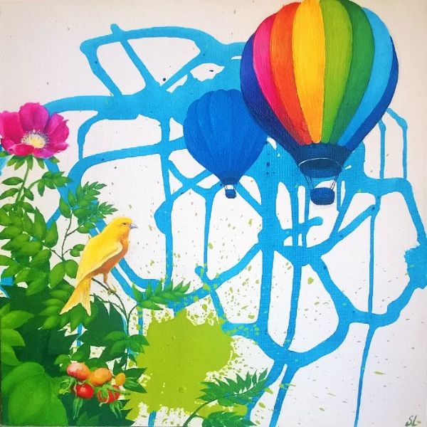 Akryl maleri Luftballon af Siri Lianna malet i 2011