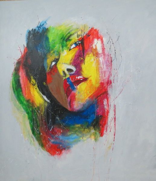  maleri Colorful face af Gunter Kreil malet i 2013