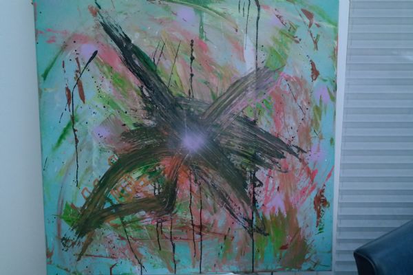 Akryl maleri Abstrakt komposition af Gallerinavn ikke oplyst malet i 2014