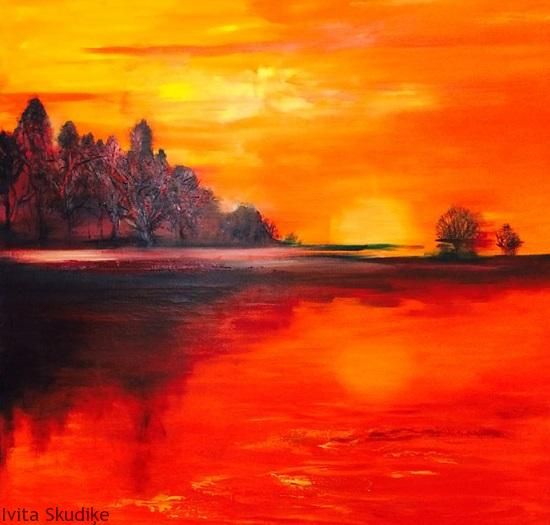 Olie maleri Sunrise af Ivita Skudike malet i 2014