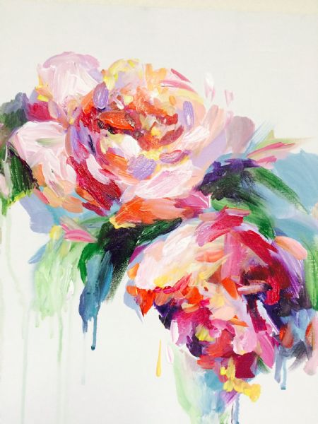 Akryl maleri blomster fantasi af Santi malet i 2015