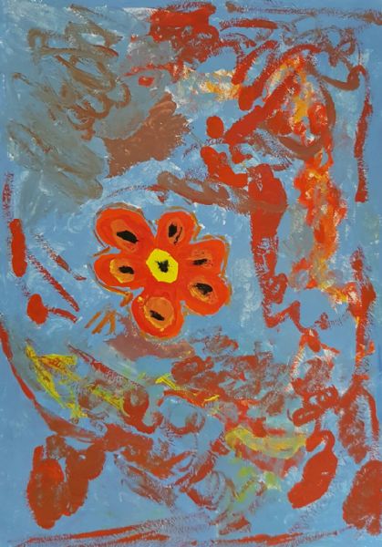 Akryl maleri Blomst af Charlotte Pedersen malet i 2016