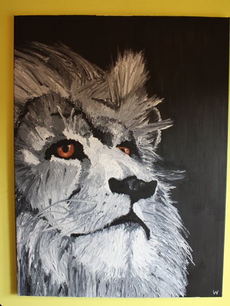 Olie maleri Lion af William Dam malet i 2015