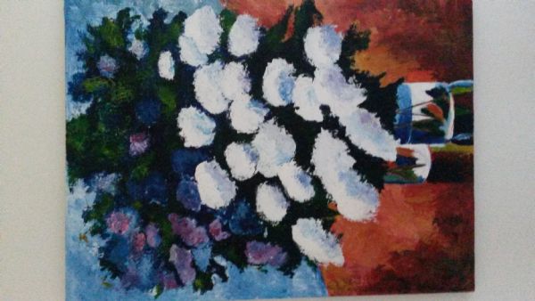 Akryl maleri blomster af KM malet i 2015