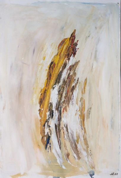Akryl maleri parafrase over fjer III af Mette Matz malet i 2003