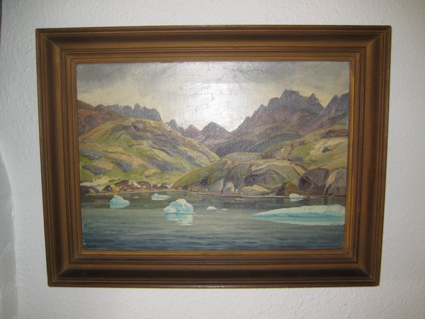 Olie maleri grønlandsmaleri af Gallerinavn ikke oplyst malet i 1960