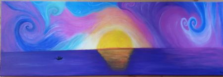 Akryl maleri Sunset in another dimension af Kit Irving malet i 2017