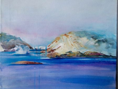 Akvarel maleri Kinitoq, Nordgrønland af niels steen sørensen malet i 2016