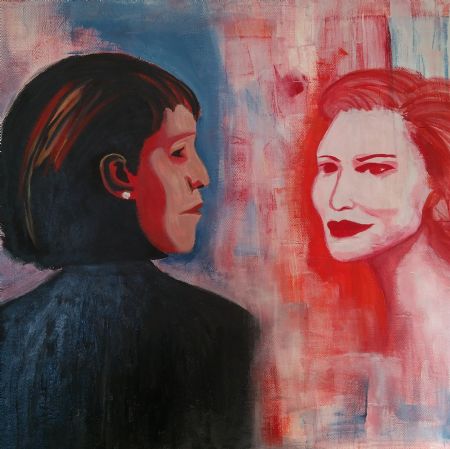 Akryl maleri Forbudt kærlighed af Charlotte Kürstein malet i 2017