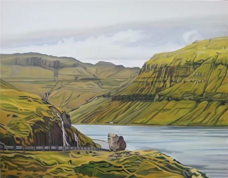 Olie maleri Færøsk landskab af Marie Fredborg Jungersen malet i 2018