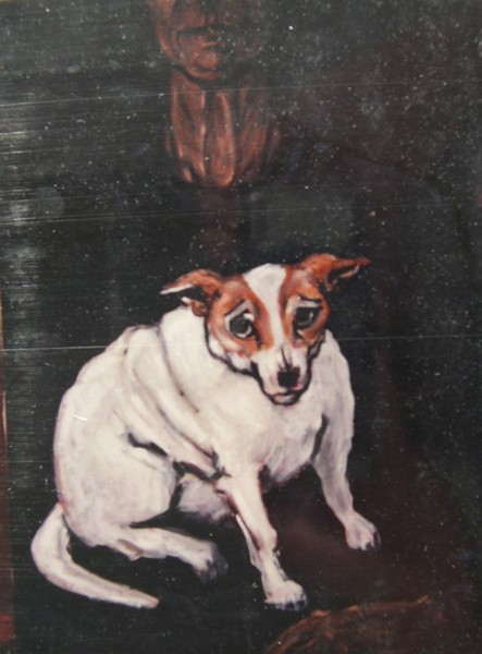 Akryl maleri Portræt af en gammel hund af Nemo malet i 1993