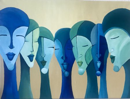 Akryl maleri Harmonisk diversitet af Periel malet i 2019