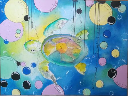 Blandede medier maleri Ocean of Dreams af Loui's Kreative Hjørne malet i 2019