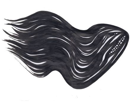Blandede medier maleri Hair Travel af Brad Mossman malet i 2019