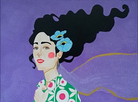 Akryl maleri High Hair2 af Randi Wollenberg malet i 2019