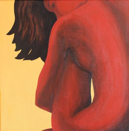 Akryl maleri Lady in red af KL art malet i 2008