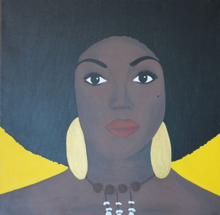Akryl maleri Afro af KL art malet i 2008